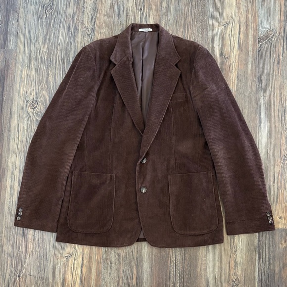 Vtg Bertini for Fantastic International Brown Corduroy Blazer Jacket Mens 46L - Picture 1 of 11